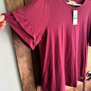 Michael Kors Rich Burgundy Short Sleeve Tee